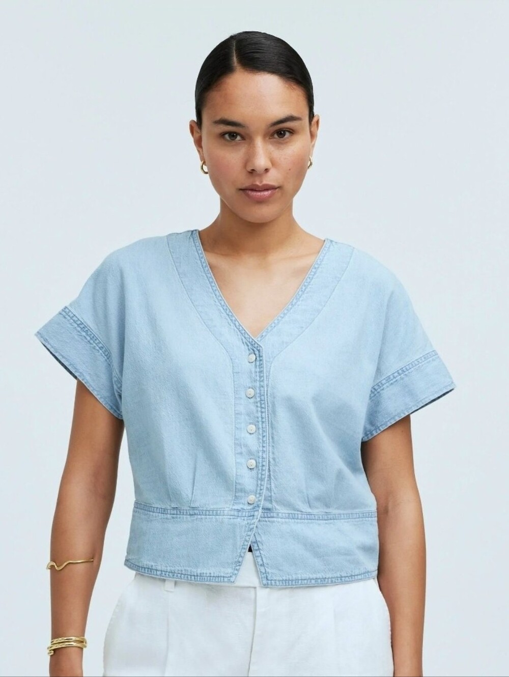 Madewell Pleated Short-Sleeve Top sz Small